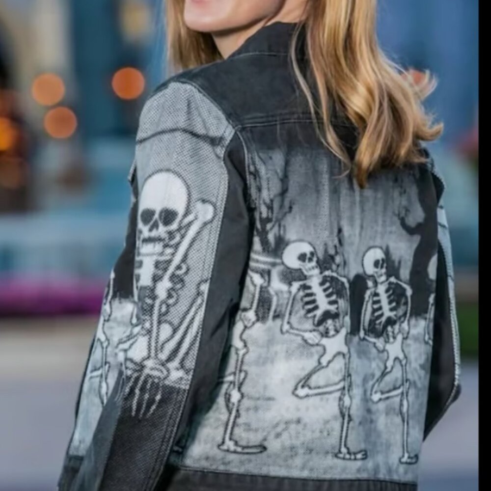 Disney Dancing Skeleton Dance Denim Jacket Size Small